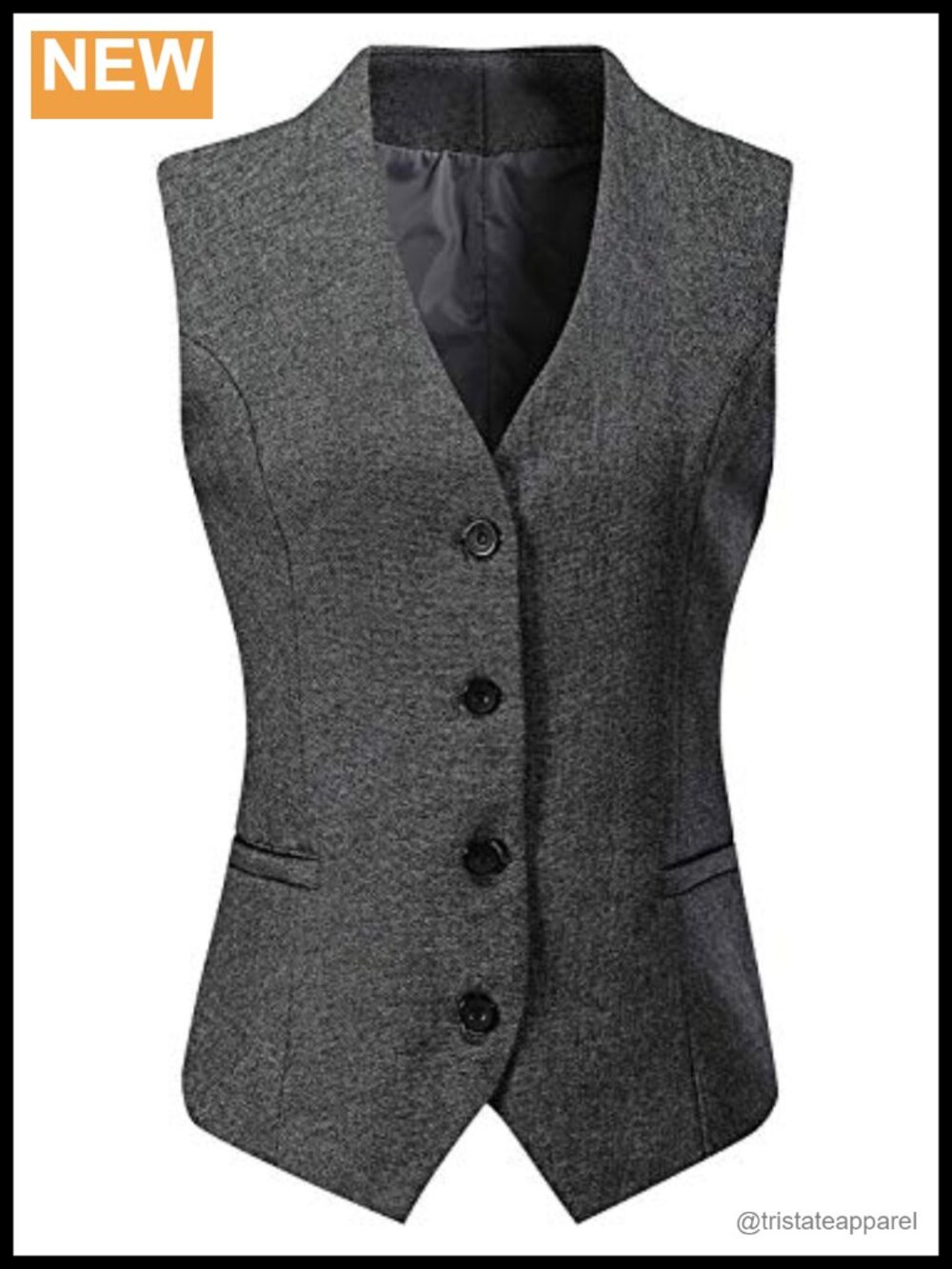 Women's V-Neck Four Button Slim Fit Suit Vest Waistcoat Sleeveless